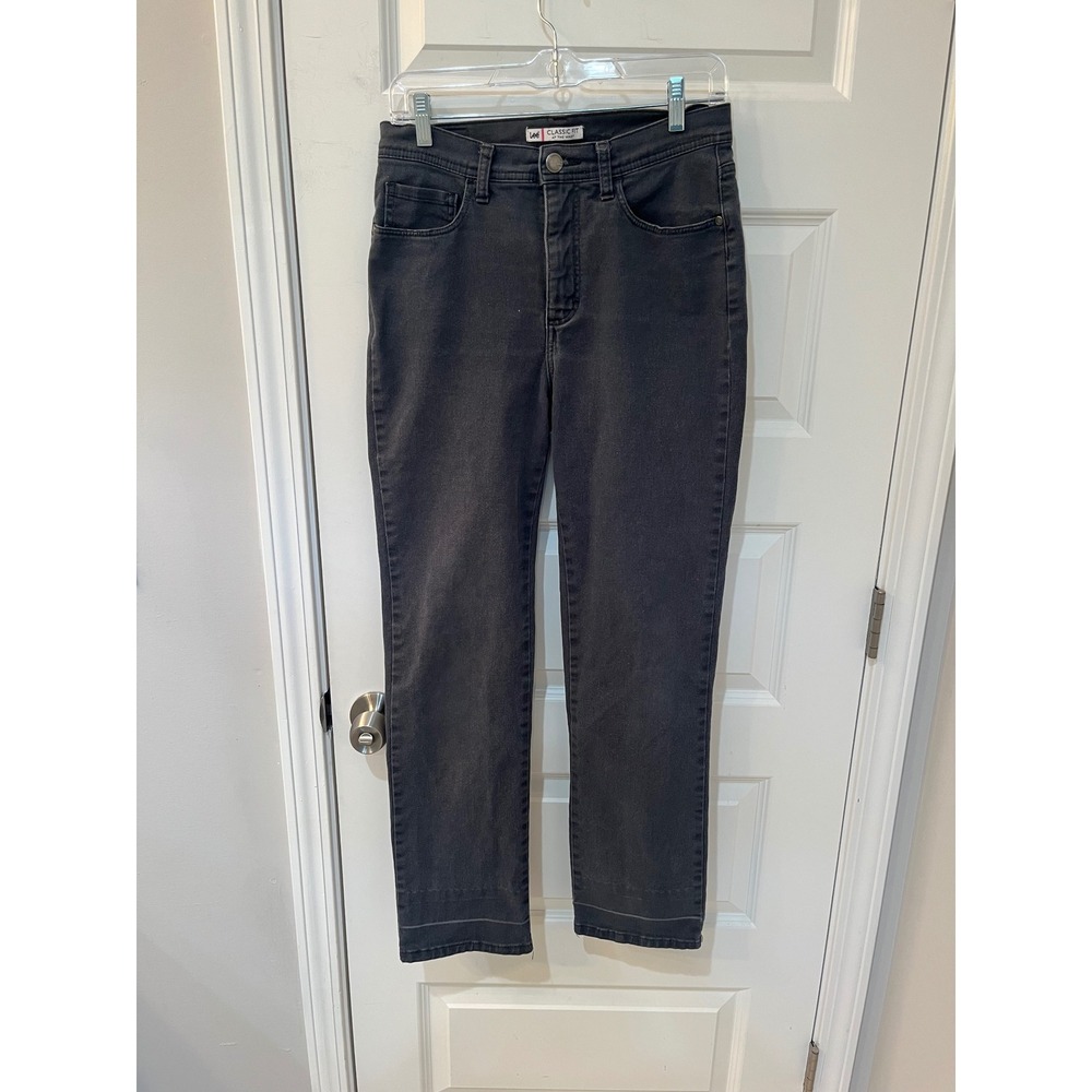 Lee Classic Fit At The Waist Jeans Womens Black Straight Leg Released Hem Sz.28